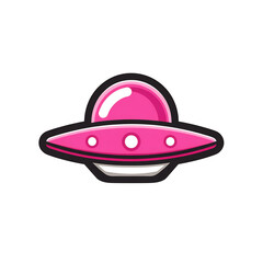 pink ufo alien spaceship cartoon emoji icon