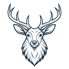 Naklejka premium Line art deer head illustration