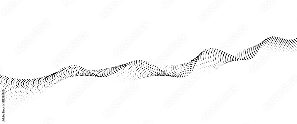 Leinwandbilder Flowing Dot Wave halftone gradient pattern on transparent background	
