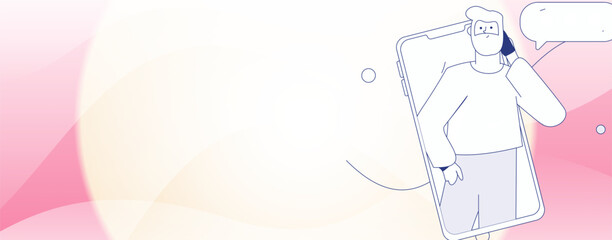 Virtual characters social communication concept business flat vector hand drawn illustration
