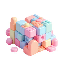 Obraz premium Pastel colored toy blocks stacked up for children's playtime fun and learning