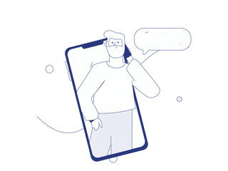 Virtual characters social communication concept business flat vector hand drawn illustration
