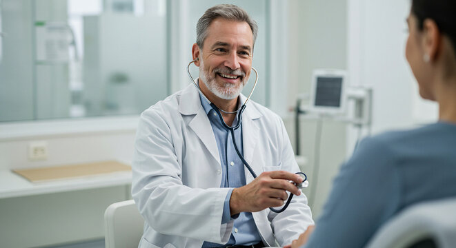 doctor talking to patient in hospital - Powered by Adobe