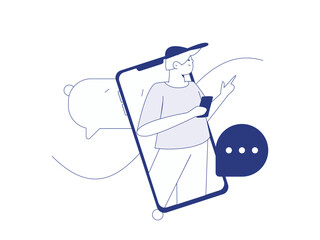 Virtual characters social communication concept business flat vector hand drawn illustration
