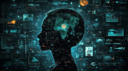 A futuristic profile representing global connectivity and data analysis