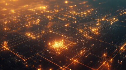 Obraz premium Abstract visualization of interconnected networks with glowing nodes