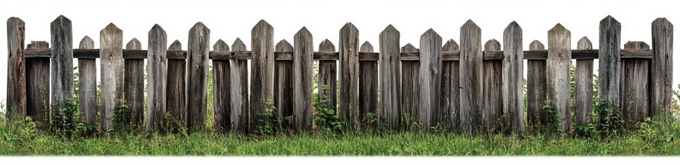 Rustic Wooden Fence Surrounded by Lush Green Grass in Nature