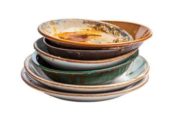 Dirty Dishes Stacked