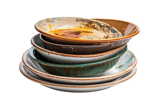 Dirty Dishes Stacked
