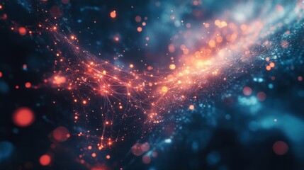 Obraz premium Abstract colorful digital background with glowing particles and lights