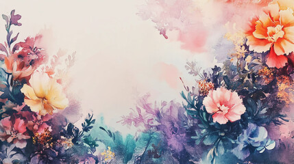 Elegant wedding invitation card background . Minimal hand painted watercolor Gerbera flowers texture template background. Design for wedding, vip cover, poster, rsvp moderncard.Valentine's Day

