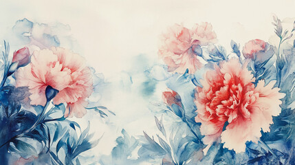 Elegant wedding invitation card background . Minimal hand painted watercolor Gerbera flowers texture template background. Design for wedding, vip cover, poster, rsvp moderncard.Valentine's Day