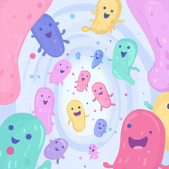 細菌やウイルスのイメージ | かわいいキャラクター風