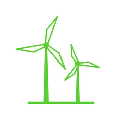 Renewable Energy Icon. Two wind turbines . Isolated on white background.