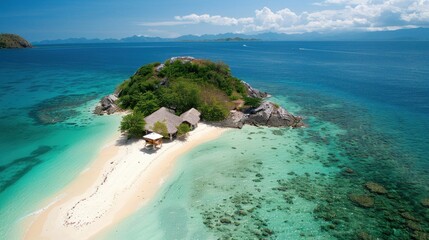 Fototapeta premium Tropical island paradise aerial view