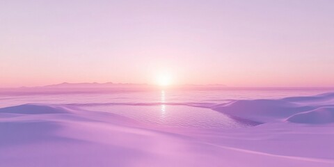 Fototapeta premium Serene Pink Sunrise over Tranquil Water and Snowy Landscape
