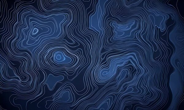  Abstract dark blue lines on the background, a topographic map pattern, in the style of digital art, dark black and indigo, high resolution, intricate details, wide-angle lens,