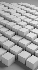 Obraz premium Abstract 3D Render of White Cubes Pattern: Minimalist Geometric Composition of Interlocking Shapes