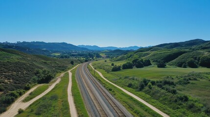 Scenic View of Empty Train Tracks Surrounded by Lush Greenery