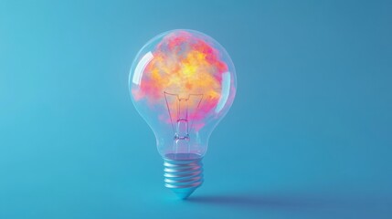 Colorful Light Bulb with Abstract Background for Creative Inspiration