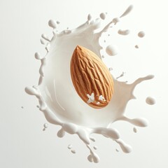 Almond Sliced in Milk Splash with Creative Fluid Motion Effect