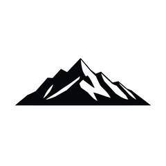 A minimalist black silhouette mountain peak logo icon, vector style, isolated on a white background. 