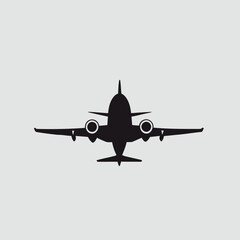 Vector Style Black Silhouette Airplane Icon, Isolated on Transparent Background, Aviation Theme Design