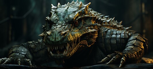 Fototapeta premium abstrak mozaic color of crocodile Scorpions in drakness, ai generative