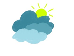 Weather forecast, summertime, climate, meteorology concept. Graphic design element for poster, greeting card, scrapbooking, children book