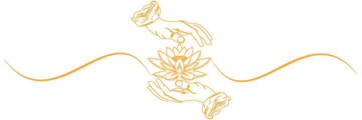 Fototapeta premium line art buddha hand and lotus illustration with a vesak day
