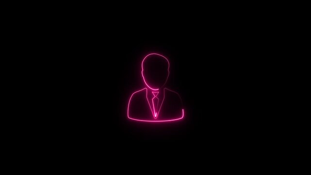 Businessman Silhouette Icon Animation , Black User of man in business suit icon isolated on white background.A business man icon animated on