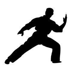 Indonesian Silat Martial Arts Fighter Silhouette Illustration for Sport and Cultural Design