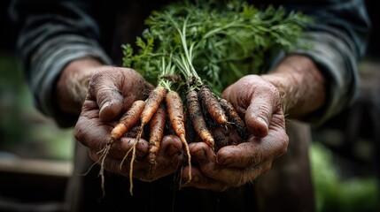Harvesting carrots farm fields vertical photography rural environment close-up viewpoint hyperrealism
