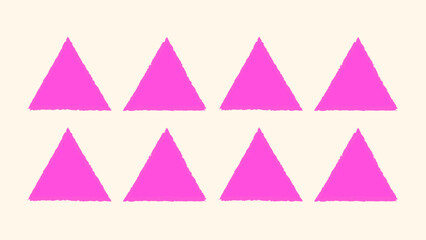 Triangle shape brush frame grunge, rough stroke set. Hand drawn triangle border, stamp texture element. Painted texture triangle edge form. Vector illustration