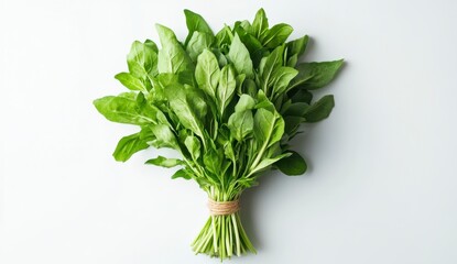 Obraz premium Fresh Green Spinach Bundle on Light Background for Healthy Eating