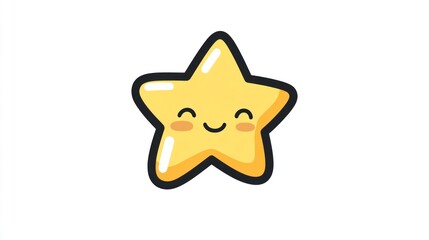 Happy yellow star cartoon, white background, children's illustration