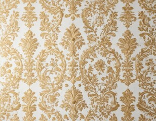 Elegant white & gold damask wallpaper, intricate seamless pattern , acanthus, luxury
