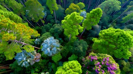 Naklejka premium Lush Aerial Rainforest Canopy View - Aerial Photography: The overhe.