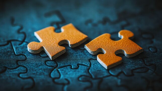 Two orange puzzle pieces almost complete