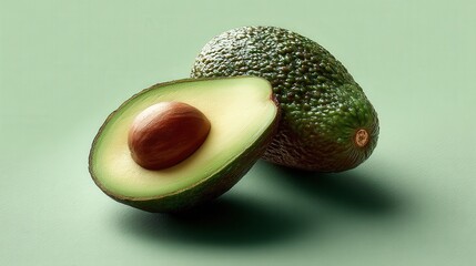 Slicing avocado kitchen counter hyperrealistic photograph minimalist vertical view food art