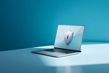 Laptop Displays a Digital Shield: Enhancing Online Security and Privacy for Safe Computing