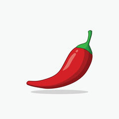 Flat Vector Whole Fresh Hot Chili Pepper Design Template Closeup Isolated. Spicy Chili Hot or Bell Pepper, Front View. Vector Illustration