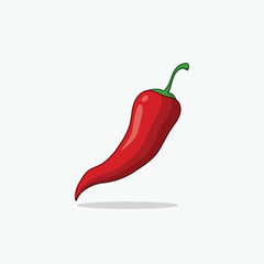 Flat Vector Whole Fresh Hot Chili Pepper Design Template Closeup Isolated. Spicy Chili Hot or Bell Pepper, Front View. Vector Illustration
