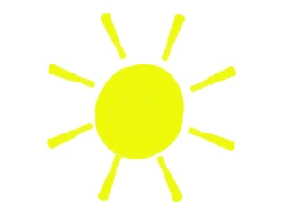 Cute hand drawn sun icon doodle art. Sun. Yellow icon on white background. Sun icon in doodle style on a white background