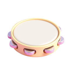 Vibrant and whimsical tambourine illustration isolated on white backdrop