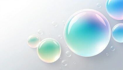 Abstract Pastel Bubbles Background Design Light Blue Green Gradient Spheres