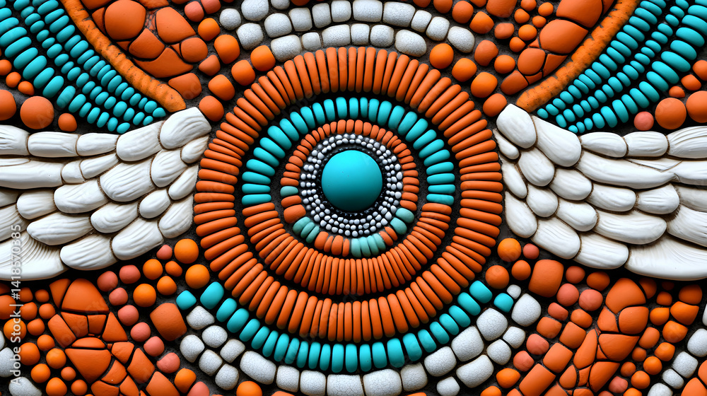 Fototapete colorful circle pattern with texture and unique design elements