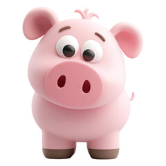 Naklejka premium Whimsical 3D Rendering of a Cute Pink Pig Character on White Background