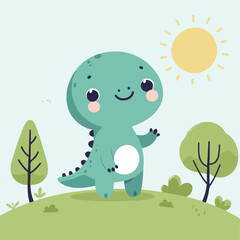 vector image of cute dinosaur