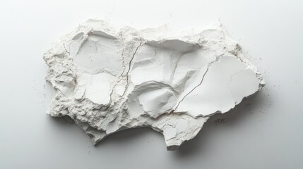 Studio shot revealing the intricate textures and crevices of a fragment of chalky material